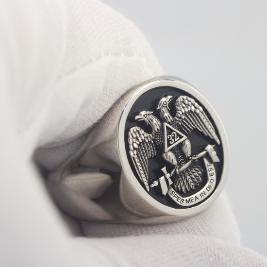 Scottish Rite 32 Degree Mason Freemasonry Masonic 925 sterling silver Ring Scottish Rite 32 Degree Mason Freemasonry Masonic 925 sterling silver Ring