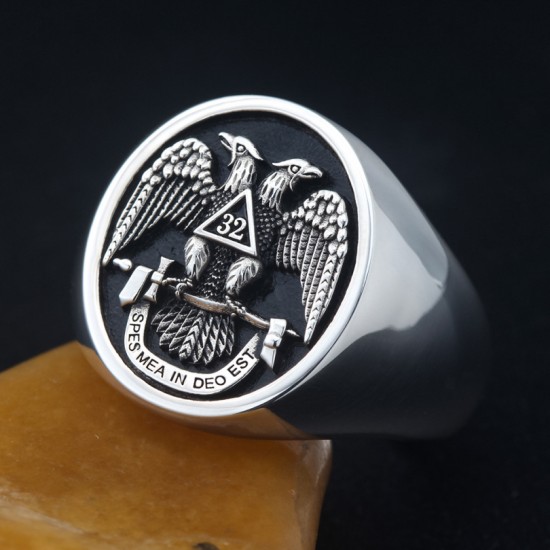 Scottish Rite 32 Degree Mason Freemasonry Masonic 925 sterling silver Ring