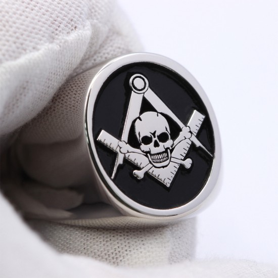 Antique Freemason Masonic Widow's Son Skull and Crossbones sterling silver Ring Antique Freemason Masonic Widow's Son Skull and Crossbones sterling silver Ring