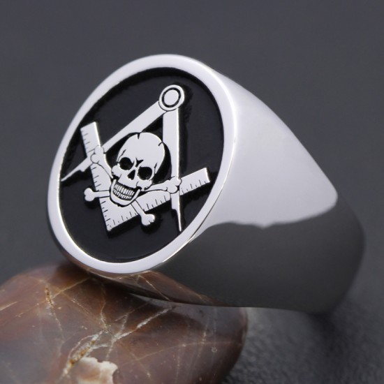 Antique Freemason Masonic Widow's Son Skull and Crossbones sterling silver Ring Antique Freemason Masonic Widow's Son Skull and Crossbones sterling silver Ring