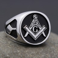 Master Mason Freemasonry Compass Trowel Sterling Silver Jewelry Ring