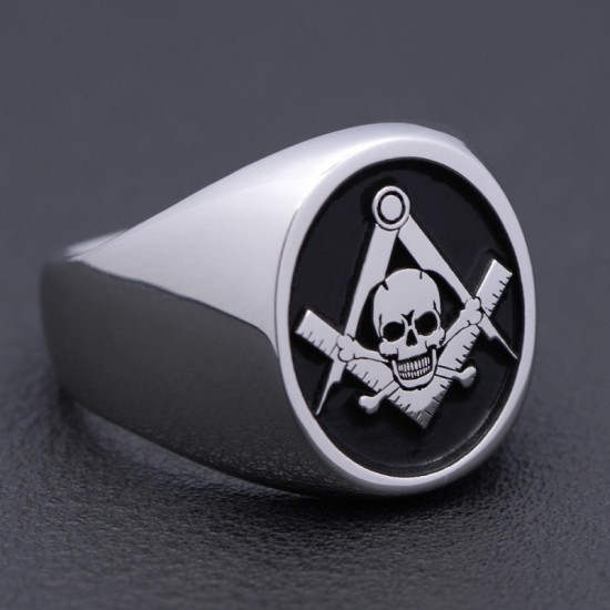 Antique Freemason Masonic Widow's Son Skull and Crossbones sterling silver Ring Antique Freemason Masonic Widow's Son Skull and Crossbones sterling silver Ring