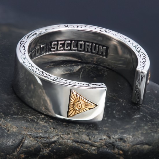 Masonic All Seeing Eyes Annuit Coeptis Novus Ordo Seclorum 925 Sterling Silver Ring Masonic All Seeing Eyes Annuit Coeptis Novus Ordo Seclorum 925 Sterling Silver Ring