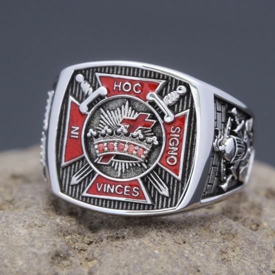 Knights Templar In Hoc Signo Vinces Freemasons Masonic Sterling Silver Ring Knights Templar In Hoc Signo Vinces Freemasons Masonic Sterling Silver Ring