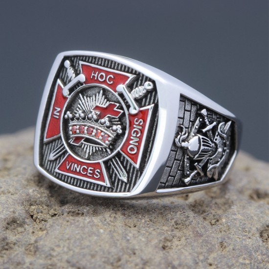 Knights Templar In Hoc Signo Vinces Freemasons Masonic Sterling Silver Ring Knights Templar In Hoc Signo Vinces Freemasons Masonic Sterling Silver Ring
