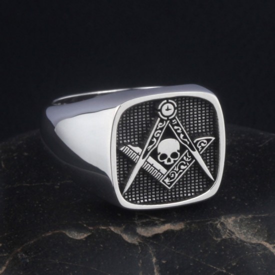 Mason Widow`s Son Skull and Bones Freemason Masonic Sterling Silver Ring Mason Widow`s Son Skull and Bones Freemason Masonic Sterling Silver Ring