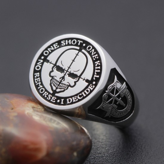 Sniper Rifle One Shot One Kill Army Special Force Military Genuine 925 Sterling Silver Ring Sniper Rifle One Shot One Kill Army Special Force Military Genuine 925 Sterling Silver Ring