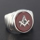 Luxury Men`s Freemasonry Masonic Campass Fraternal Agate Stone Sterling Silver Ring Luxury Men`s Freemasonry Masonic Campass Fraternal Agate Stone Sterling Silver Ring