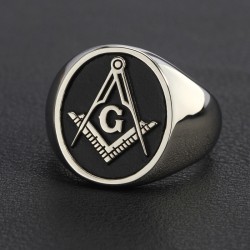 Secret Master Mason Compass Freemason Masonic Signet Sterling Silver Ring  
