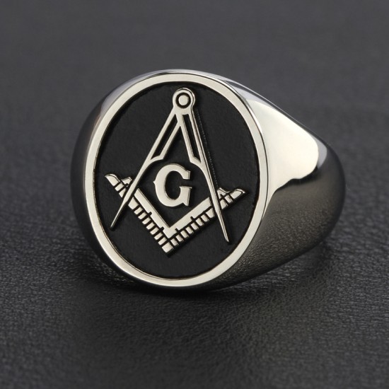 Secret Master Mason Compass Freemason Masonic Signet Sterling Silver Ring