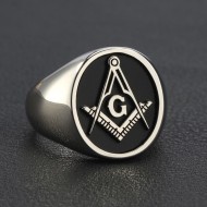 Secret Master Mason Compass Freemason Masonic Signet Sterling Silver Ring  