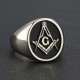 Secret Master Mason Compass Freemason Masonic Signet Sterling Silver Ring
