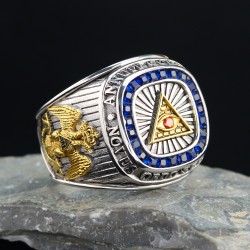 The Eye Of Providence All Seeing Eye Annuit cœptis Novus Ordo Seclorum Masonic Sterling Silver Ring