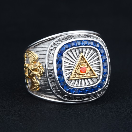 The Eye Of Providence All Seeing Eye Annuit cœptis Novus Ordo Seclorum Masonic Sterling Silver Ring The Eye Of Providence All Seeing Eye Annuit cœptis Novus Ordo Seclorum Masonic Sterling Silver Ring
