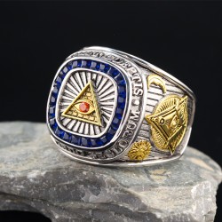 The Eye Of Providence All Seeing Eye Annuit cœptis Novus Ordo Seclorum Masonic Sterling Silver Ring