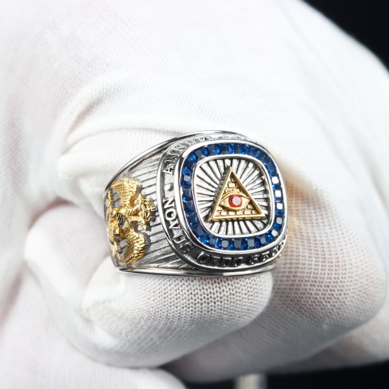 The Eye Of Providence All Seeing Eye Annuit cœptis Novus Ordo Seclorum Masonic Sterling Silver Ring The Eye Of Providence All Seeing Eye Annuit cœptis Novus Ordo Seclorum Masonic Sterling Silver Ring