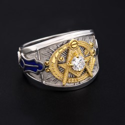 Ancient Templar G Freemason Masonic Solid Sterling Silver Ring