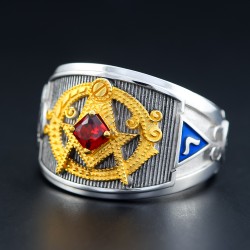 Freemason Masonic Knights Templar G Llluminati Fraternity Genuine Sterling Silver Ring