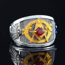 Freemason Masonic Knights Templar G Llluminati Fraternity Genuine Sterling Silver Ring