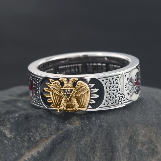 Vintage Shriners Scottish Rite Mason Masonic 32 Degree Sterling Silver Ring Vintage Shriners Scottish Rite Mason Masonic 32 Degree Sterling Silver Ring