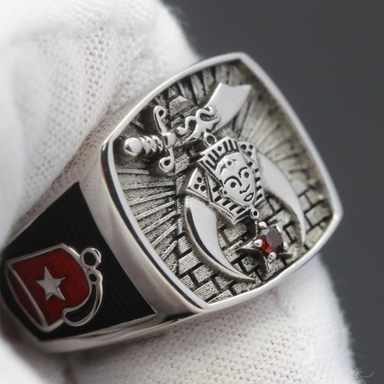 Antique Shriners Masons Masonic Gems Stone 925 Sterling Silver Ring Antique Shriners Masons Masonic Gems Stone 925 Sterling Silver Ring