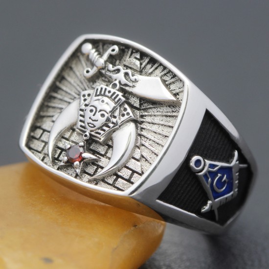 Antique Shriners Masons Masonic Gems Stone 925 Sterling Silver Ring Antique Shriners Masons Masonic Gems Stone 925 Sterling Silver Ring