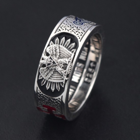 Scottish Rite Freemasonry 32nd Double Headed Eagle Master Mason 925 Sterling Silver Ring Scottish Rite Freemasonry 32nd Double Headed Eagle Master Mason 925 Sterling Silver Ring