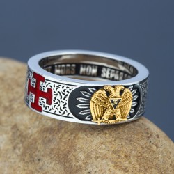 Scottish Rite Freemasonry 32nd Double Headed Eagle Master Mason 925 Sterling Silver Ring