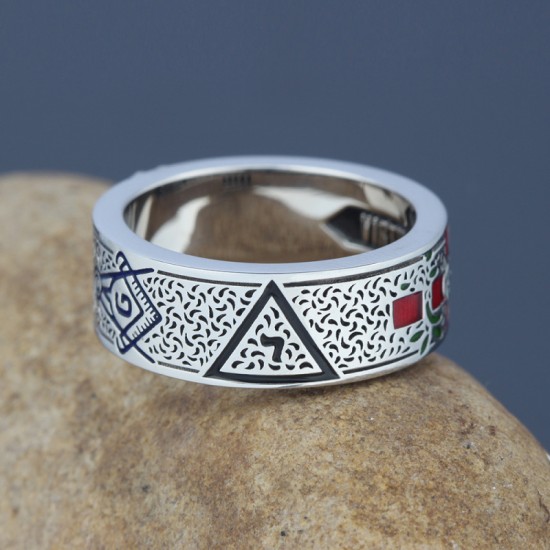 Scottish Rite Freemasonry 32nd Double Headed Eagle Master Mason 925 Sterling Silver Ring Scottish Rite Freemasonry 32nd Double Headed Eagle Master Mason 925 Sterling Silver Ring