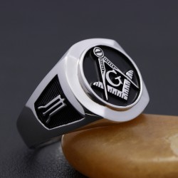 Master Mason Symbol G Templar Freemasonry Sterling Silver Ring