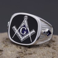 Vintage Blue Lodge masonic Freemason 925 Sterling Silver Jewelry Ring