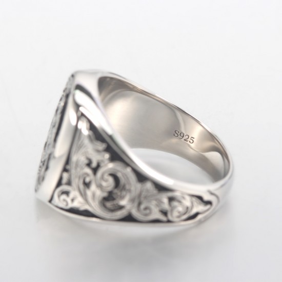 Freemason Skull And Bones Signet Masonic Hand Engraving Sterling Silver Ring Freemason Skull And Bones Signet Masonic Hand Engraving Sterling Silver Ring