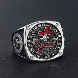 Knights Templar In Hoc Signo Vinces Crusader Seal Freemasonry Sterling Silver Ring