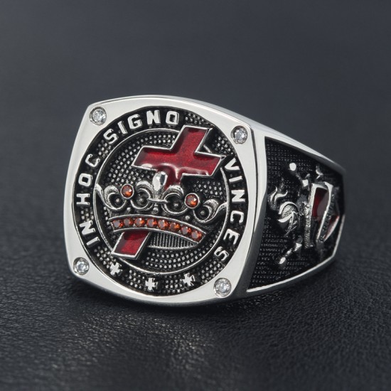 Knights Templar In Hoc Signo Vinces Crusader Seal Freemasonry Sterling Silver Ring Knights Templar In Hoc Signo Vinces Crusader Seal Freemasonry Sterling Silver Ring