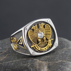 Vintage Scottish Rite Skull crossbone 32 Degree Masonic Sterling Silver Ring