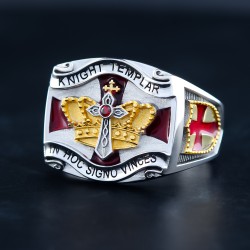 Knights Templar Masonic In Hoc Signo Vinces Chi Rho 925 Sterling Silver Ring  