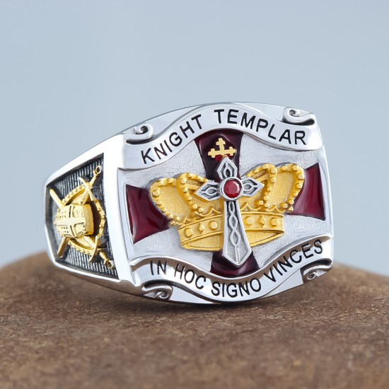 Knights Templar Masonic In Hoc Signo Vinces Chi Rho 925 Sterling Silver Ring Knights Templar Masonic In Hoc Signo Vinces Chi Rho 925 Sterling Silver Ring