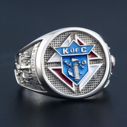 Knights of Columbus K of C Masonic Christianity Catholicism Cross Sterling Silver Ring