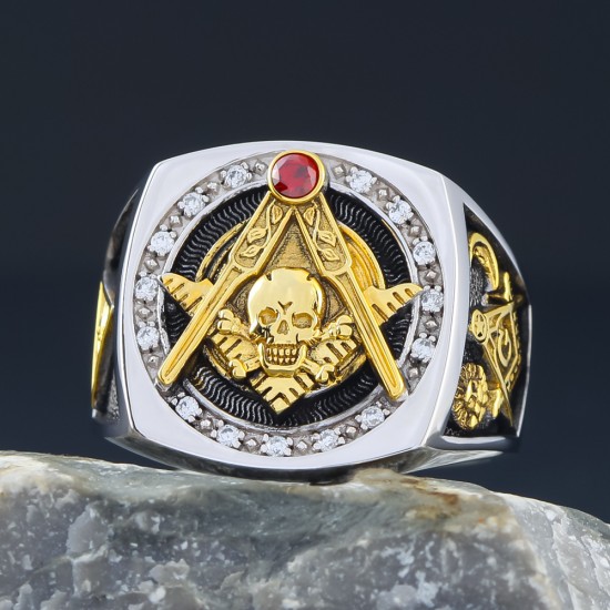 Skull And Bones Masonic Biker Freemason Sun Moon Illuminati Sterling Silver Ring Skull And Bones Masonic Biker Freemason Sun Moon Illuminati Sterling Silver Ring