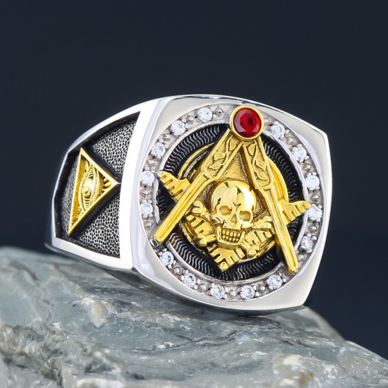 Skull And Bones Masonic Biker Freemason Sun Moon Illuminati Sterling Silver Ring Skull And Bones Masonic Biker Freemason Sun Moon Illuminati Sterling Silver Ring