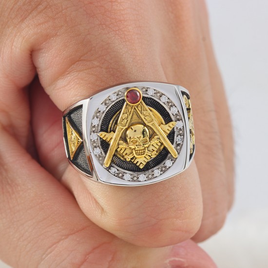 Skull And Bones Masonic Biker Freemason Sun Moon Illuminati Sterling Silver Ring Skull And Bones Masonic Biker Freemason Sun Moon Illuminati Sterling Silver Ring