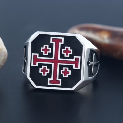Knights Templar Masonic Crusader Jerusalem Maltese Cross Christ Medieval Religious Sterling Silver Ring