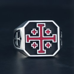 Knights Templar Masonic Crusader Jerusalem Maltese Cross Christ Medieval Religious Sterling Silver Ring