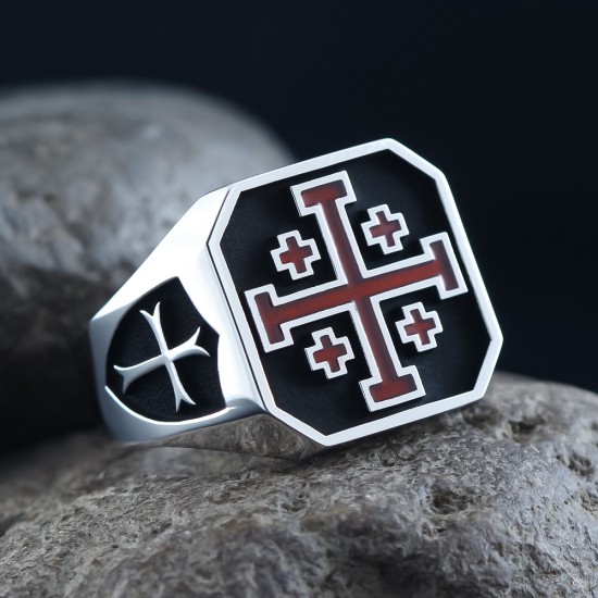 Knights Templar Masonic Crusader Jerusalem Maltese Cross Christ Medieval Religious Sterling Silver Ring Knights Templar Masonic Crusader Jerusalem Maltese Cross Christ Medieval Religious Sterling Silver Ring