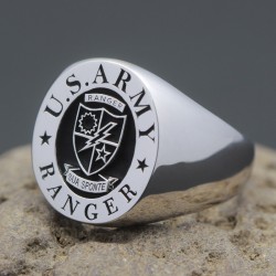 Vintage US Army Ranger USA Military 925 Sterling Silver Rings