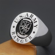 Vintage US Army Ranger USA Military 925 Sterling Silver Rings