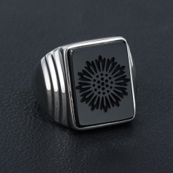 Men Gatsby Leonardo Dicaprio Black onyx Agate Signet Crest Sterling Silver Ring