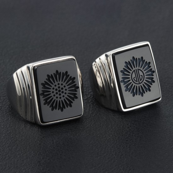 Men Gatsby Leonardo Dicaprio Black onyx Agate Signet Crest Sterling Silver Ring Men Gatsby Leonardo Dicaprio Black onyx Agate Signet Crest Sterling Silver Ring