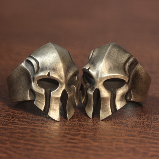 Vintage Spartan Warrior Skull Knight Helmet Mask Sterling Silver Ring Vintage Spartan Warrior Skull Knight Helmet Mask Sterling Silver Ring