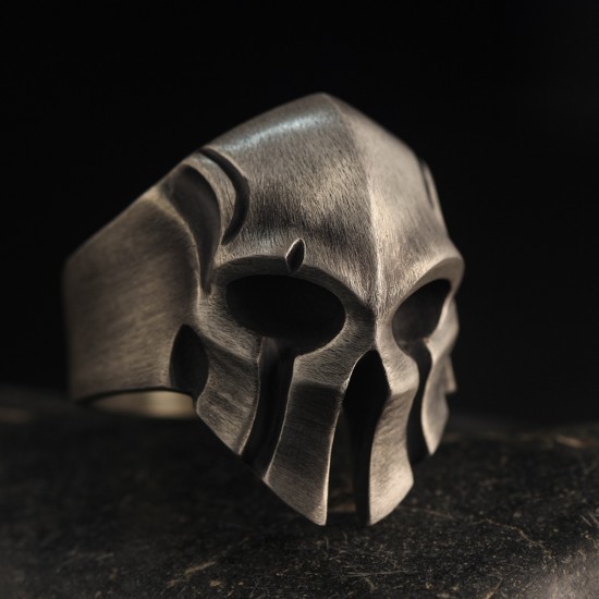 Vintage Spartan Warrior Skull Knight Helmet Mask Sterling Silver Ring Vintage Spartan Warrior Skull Knight Helmet Mask Sterling Silver Ring